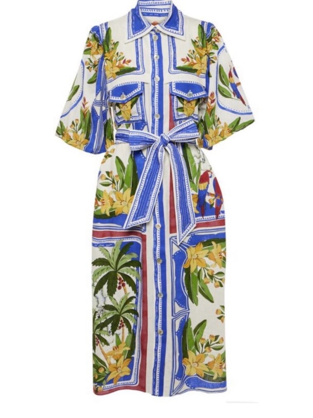 FARM Rio Floral Midi Dress with Blue, Yellow & Green Floral Print - Picture 5 of 6